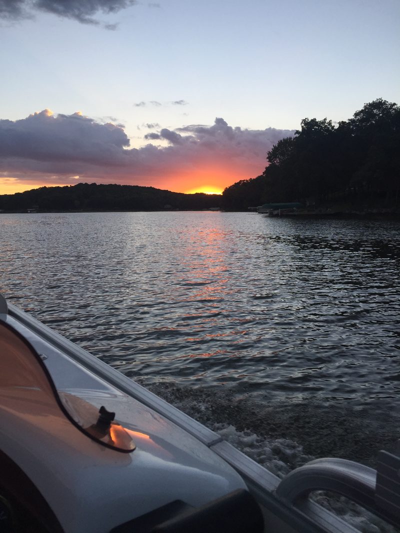 Sunset over Lake Panorama from a boat