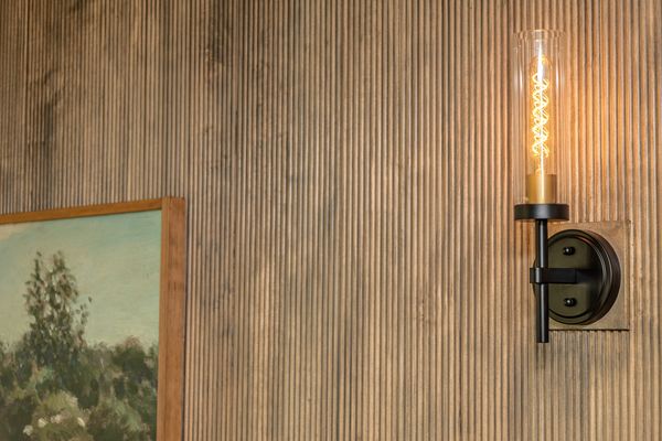 Lower-level wood accent wall