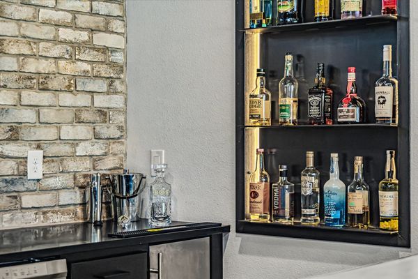 Bar shelving and beverage refrigerator